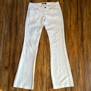 Paige Low Rise Bootcut White Denim Jeans